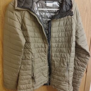 Women's Olive Quilted Puffer Jacket